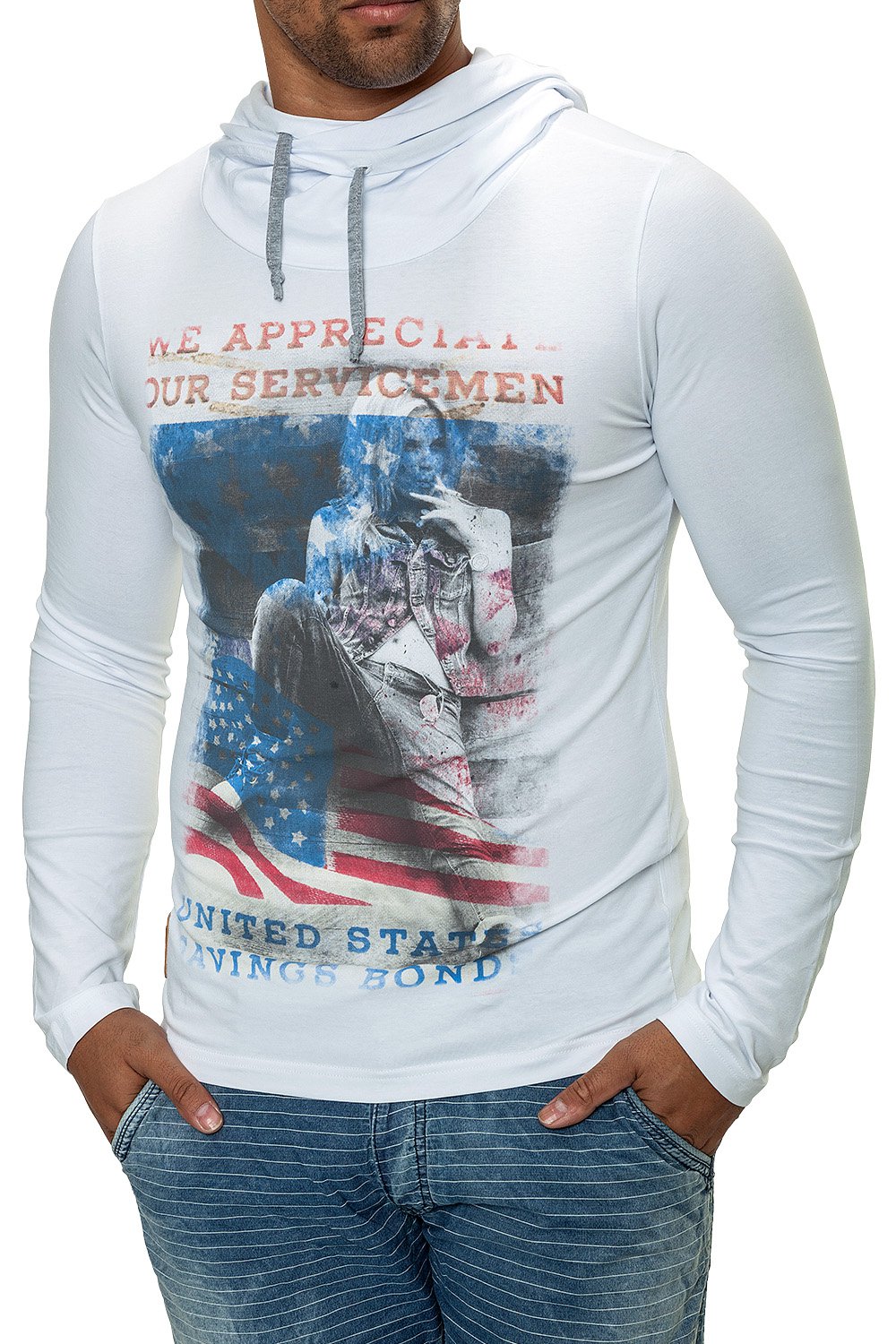 Bluza Barbati cu Gluga Carisma Alba 3091