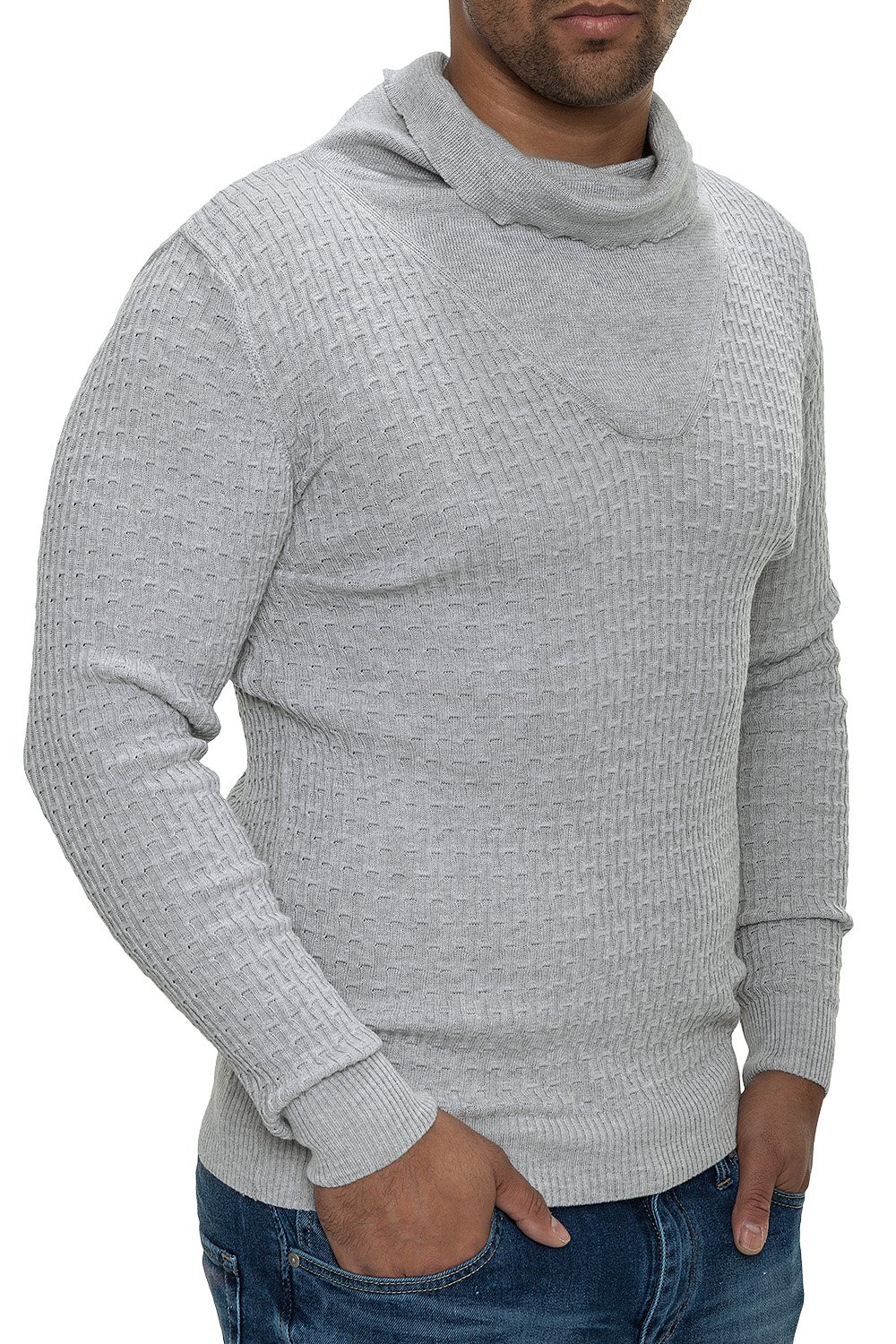 Pulover Barbati din Tricot Fin Carisma Gri deschis 7132