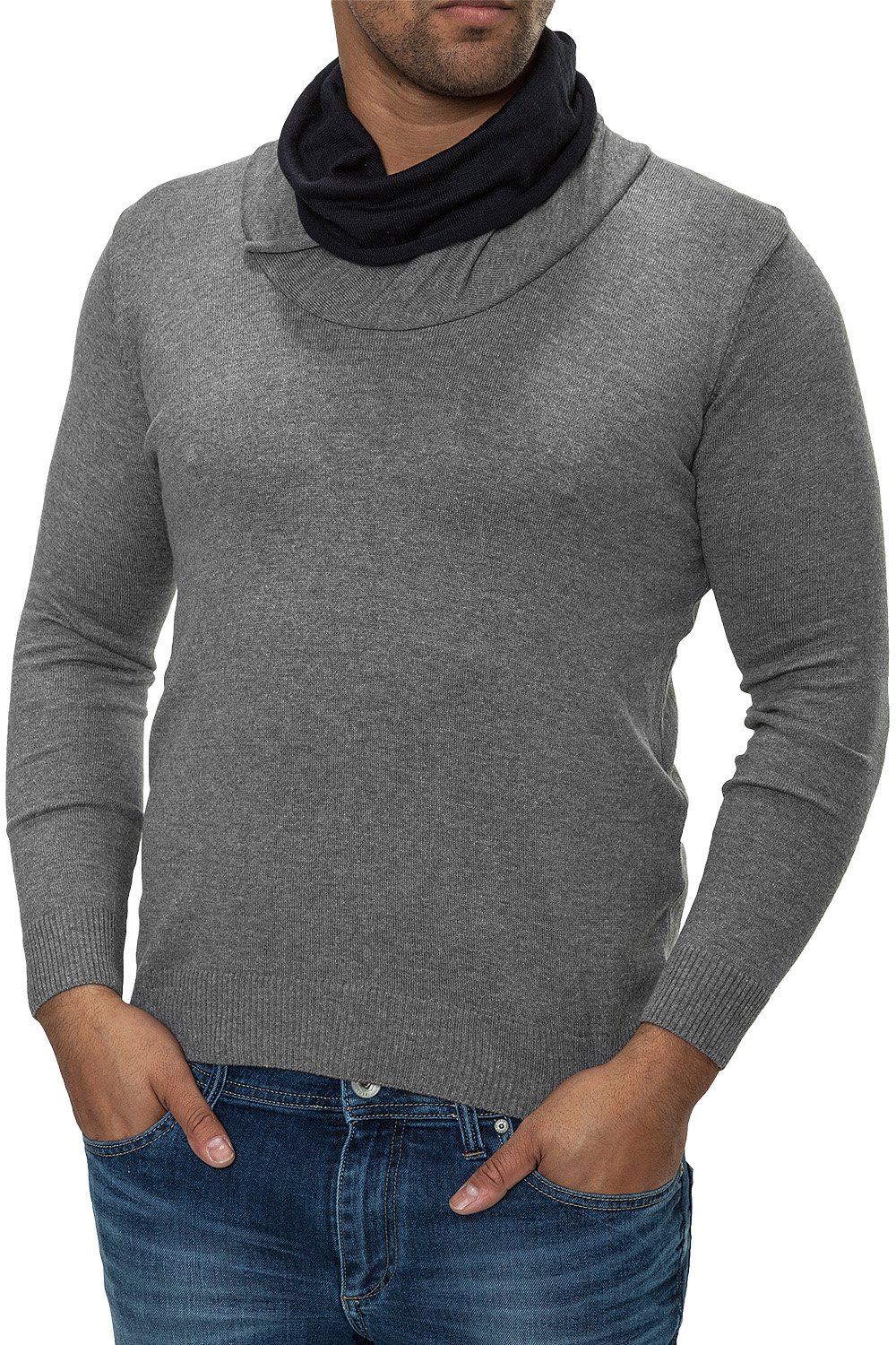 Pulover Barbati din Tricot Fin Carisma Gri 7136