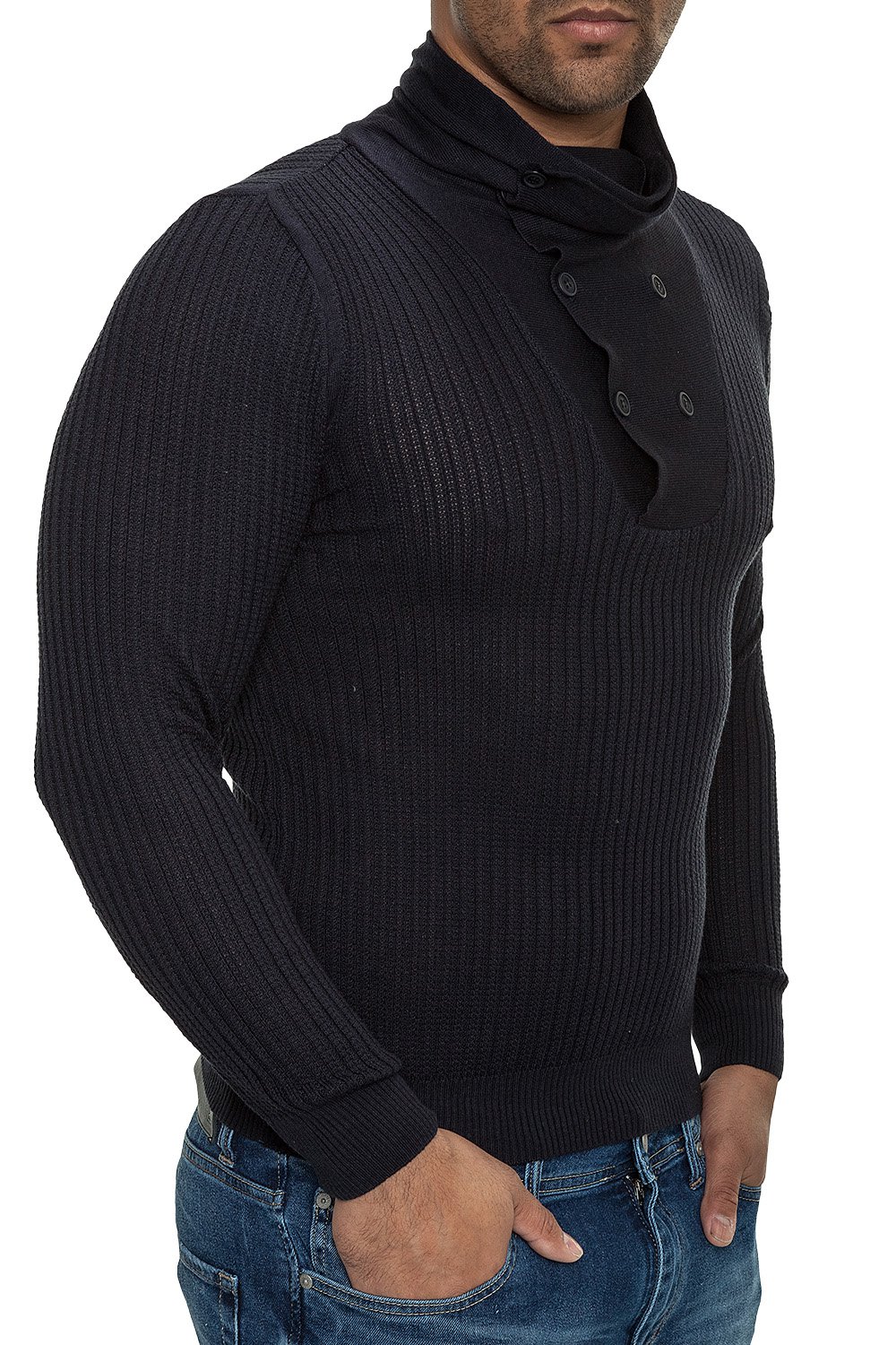Pulover Barbati din Tricot Fin Carisma Bleumarin 7138