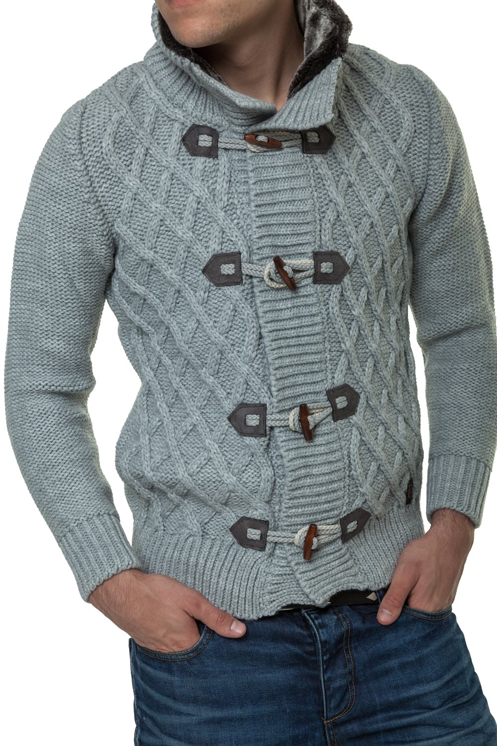 Jacheta-Pulover Tricotat Barbati Carisma Gri 7169