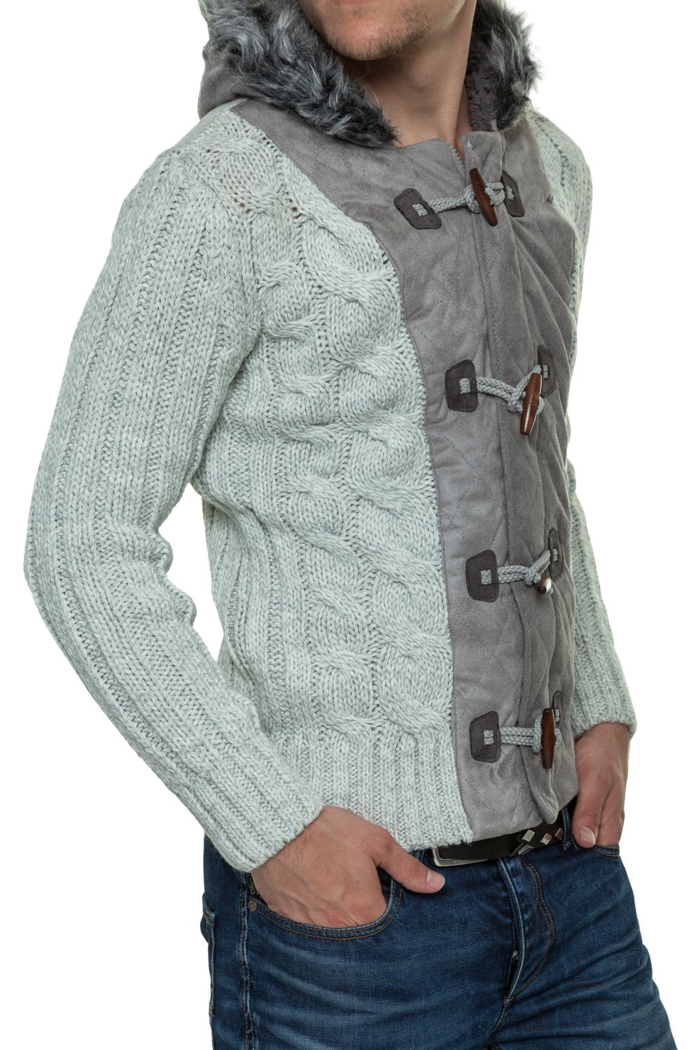 Jacheta-Pulover Tricotat Barbati Carisma Ecru 7173