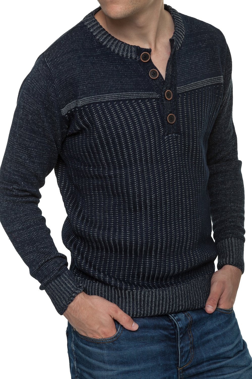 Pulover din Tricot Fin Barbati Carisma Bleumarin 7180