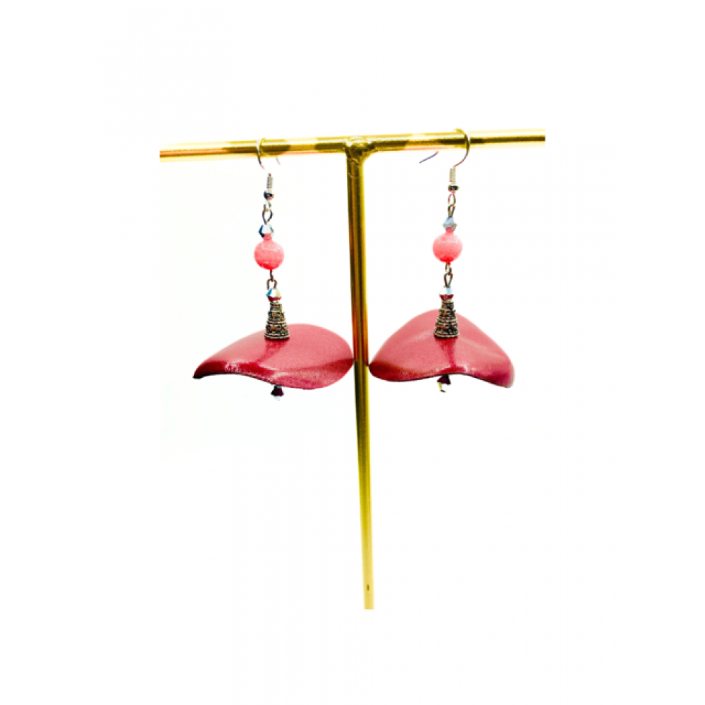 Cercei Handmade din Piele Naturala Bordo Ballerina - readytowear