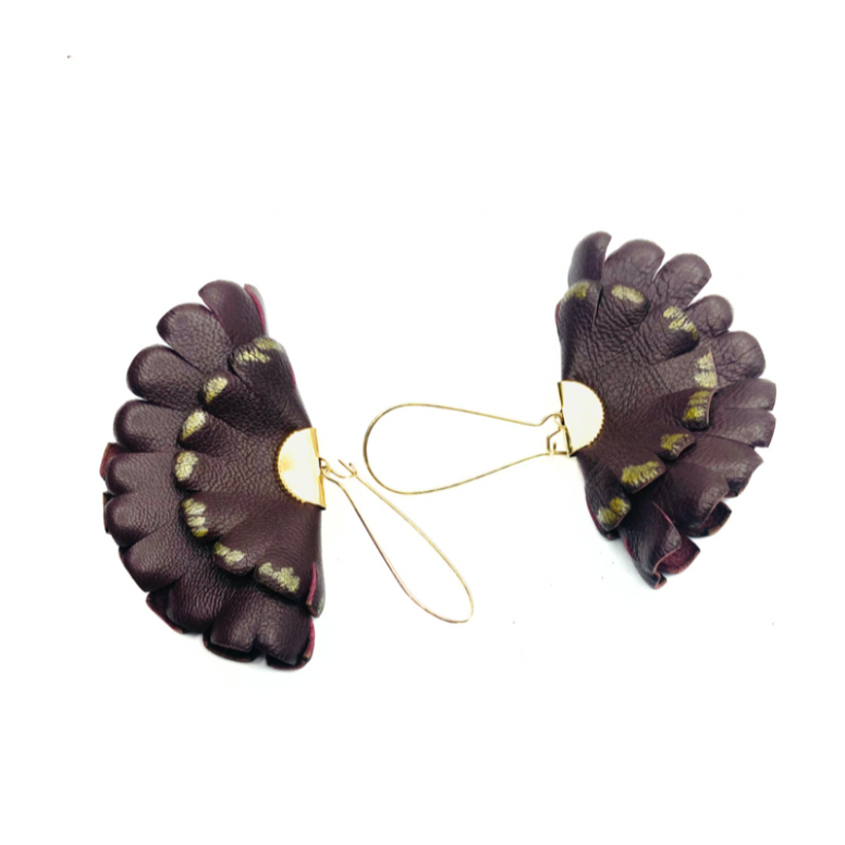 Cercei Handmade din Piele Naturala Maro Boema – Cercei