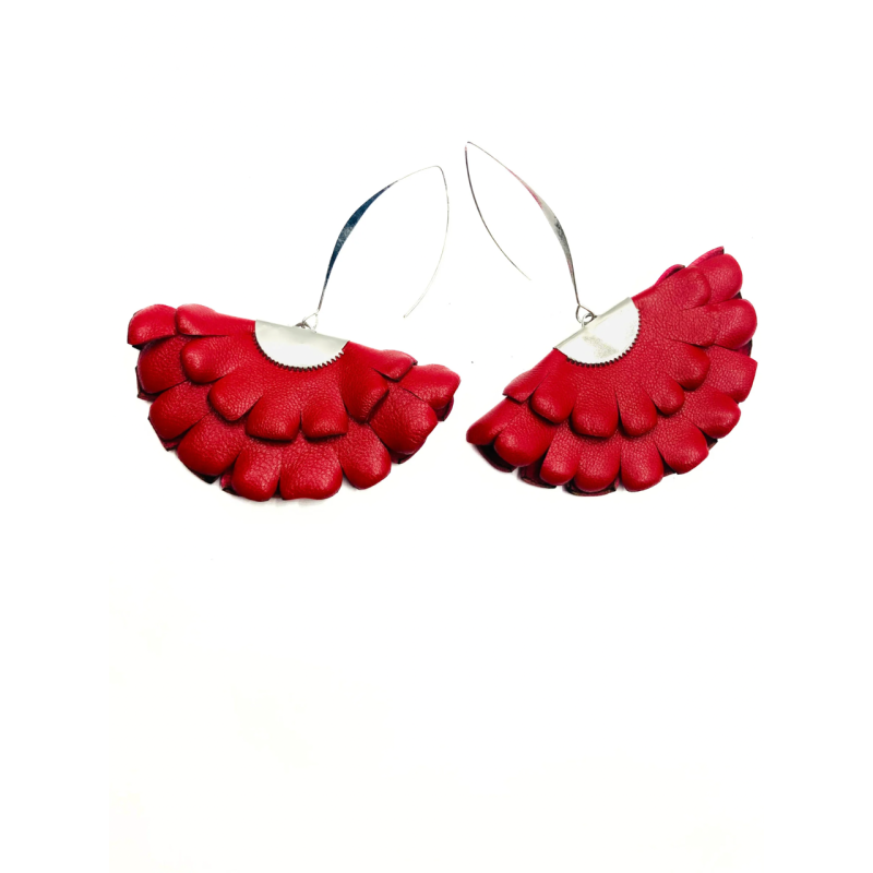 Cercei Handmade din Piele Naturala Rosie Boema – Cercei