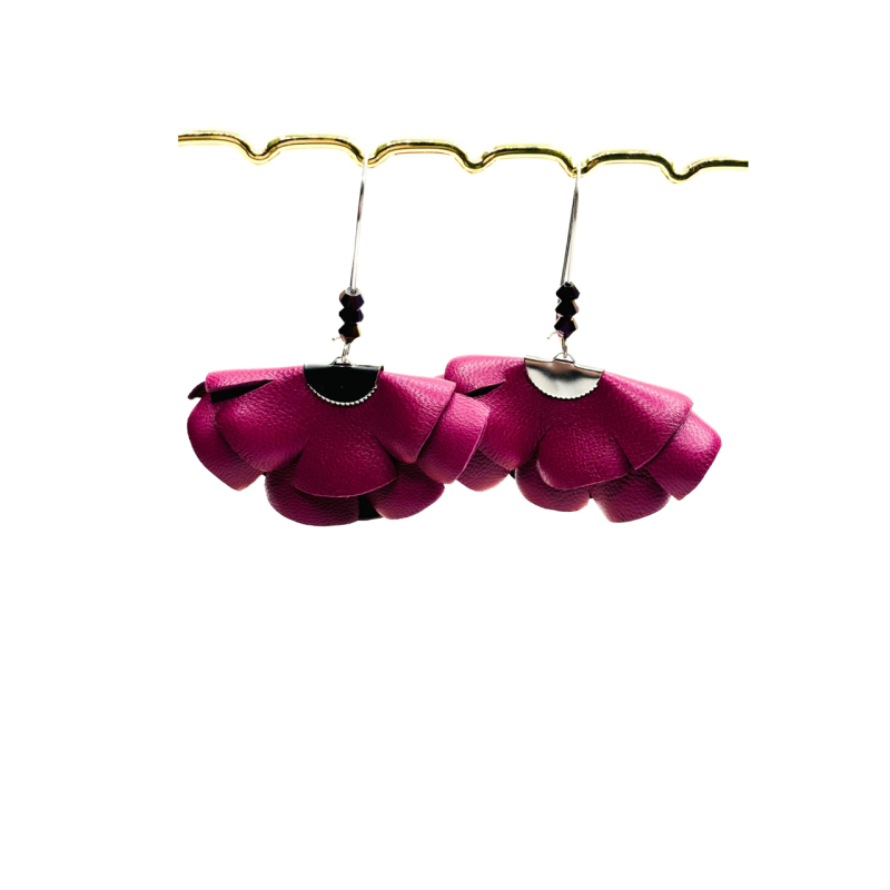 Cercei Handmade din Piele Naturala Burgundy Cleopatra – Cercei