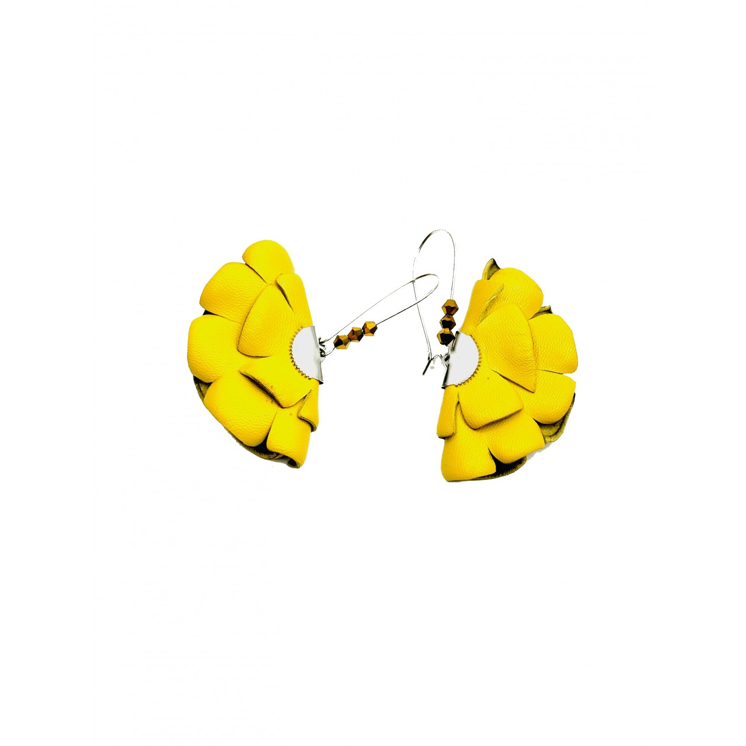 Cercei Handmade din Piele Naturala Galbena Cleopatra – Cercei Cercei Handmade din Piele Naturala Galbena Cleopatra – Cercei