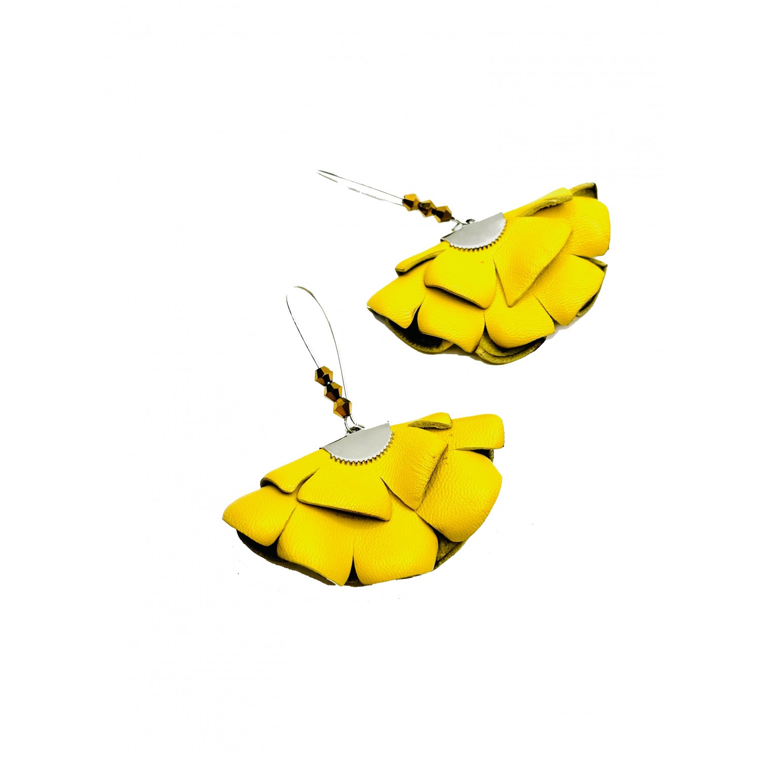 Cercei Handmade din Piele Naturala Galbena Cleopatra – Cercei Cercei Handmade din Piele Naturala Galbena Cleopatra – Cercei