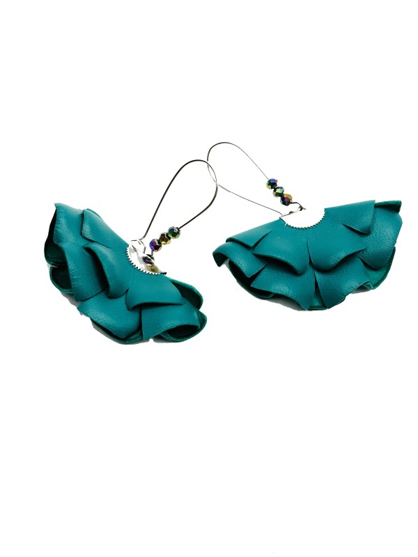 Cercei Handmade din Piele Naturala Smarald Cleopatra – Cercei — fotografia 1