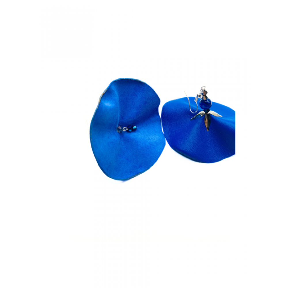 Cercei Handmade din Piele Naturala Albastra Dancing Doll 01 - readytowear