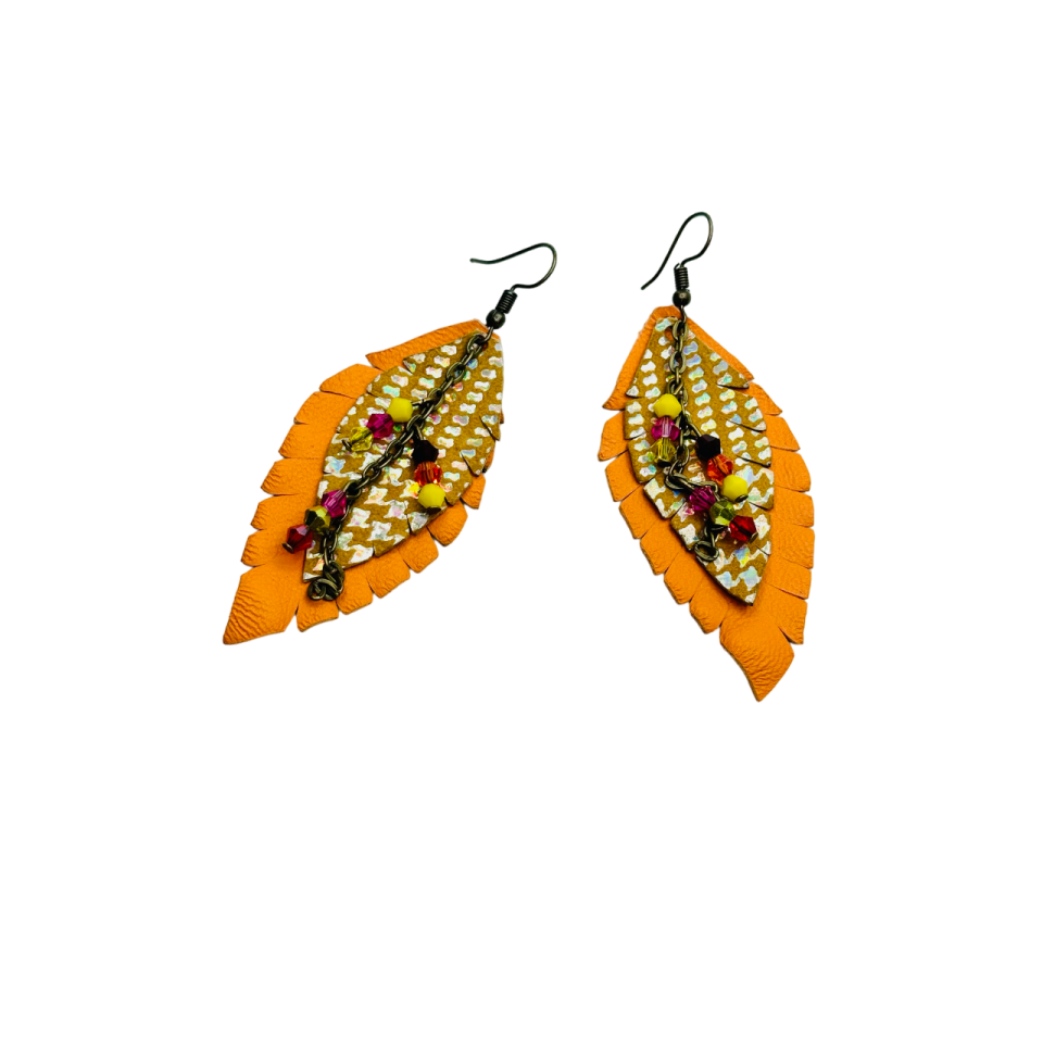 Cercei Handmade din Piele Naturala Frunza 03 – Cercei