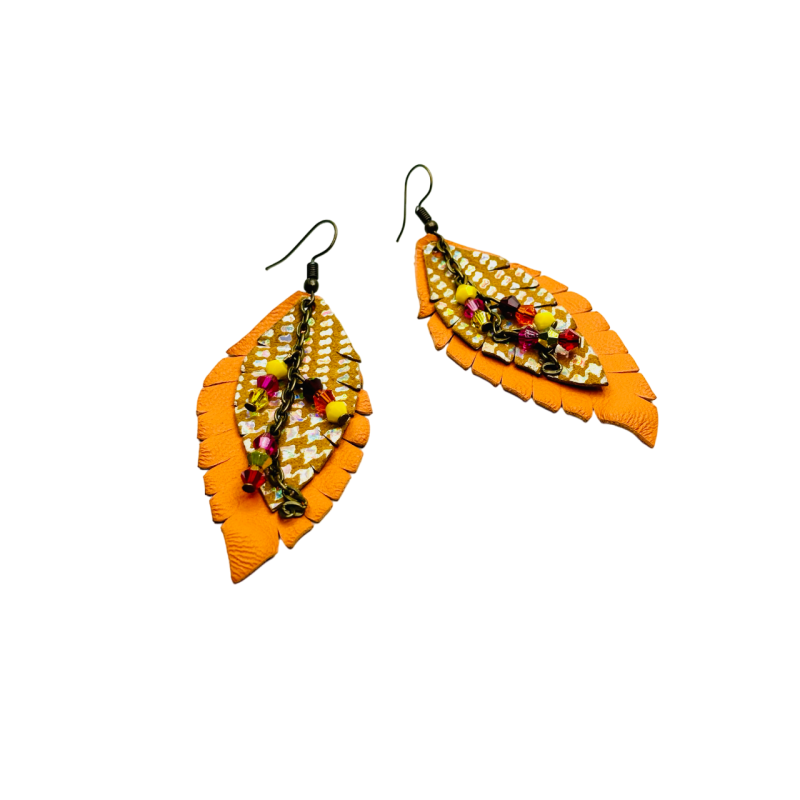 Cercei Handmade din Piele Naturala Frunza 03 – Cercei