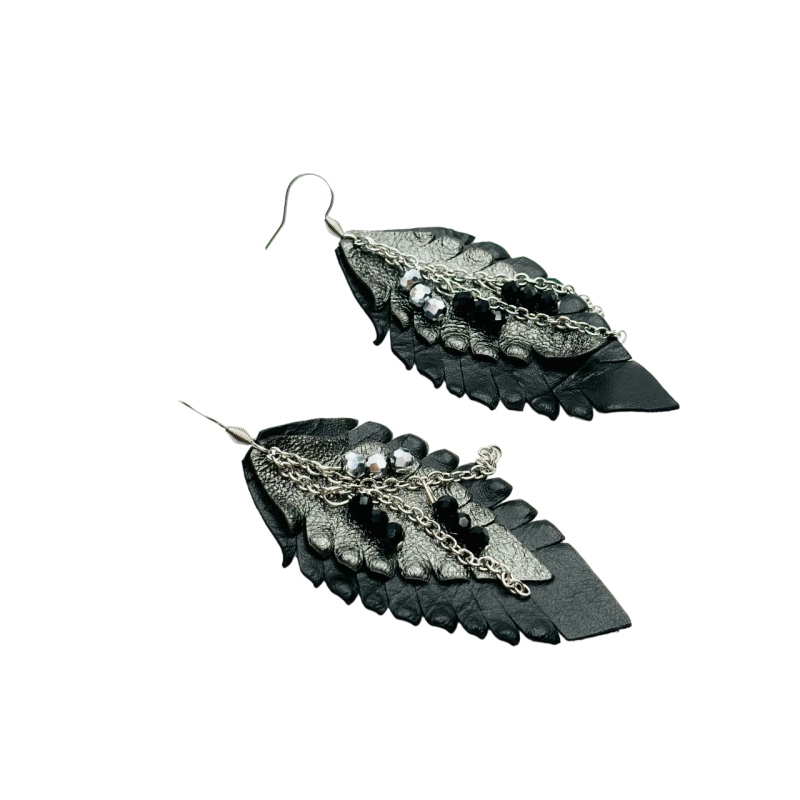 Cercei Handmade din Piele Naturala Frunza 04 – Cercei