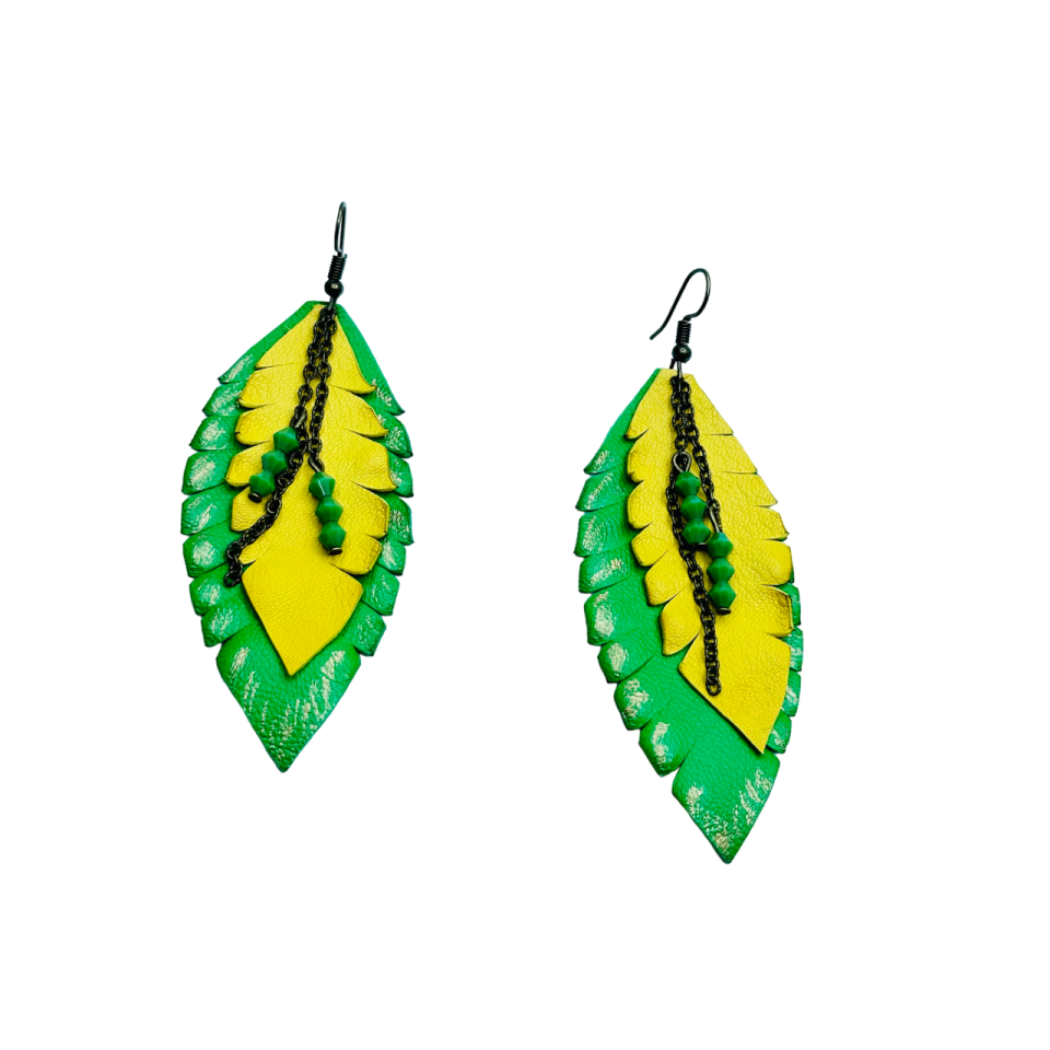 Cercei Handmade din Piele Naturala Frunza 05 – Cercei