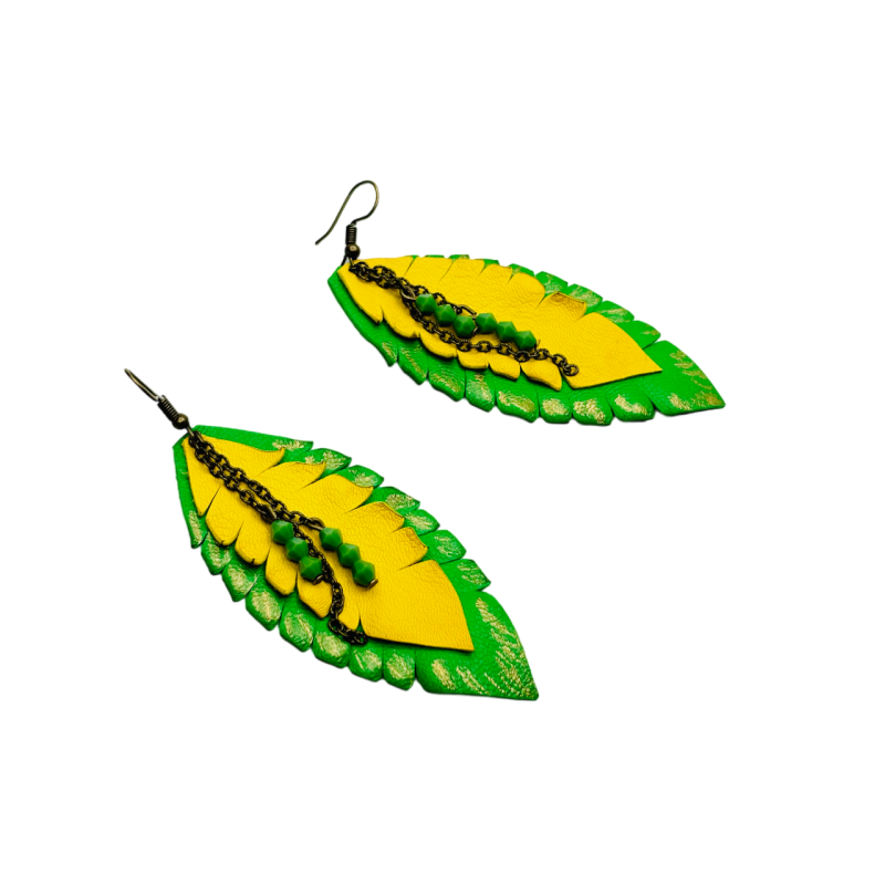 Cercei Handmade din Piele Naturala Frunza 05 – Cercei