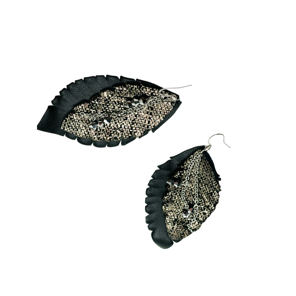 Cercei Handmade din Piele Naturala Frunza 06 – Cercei