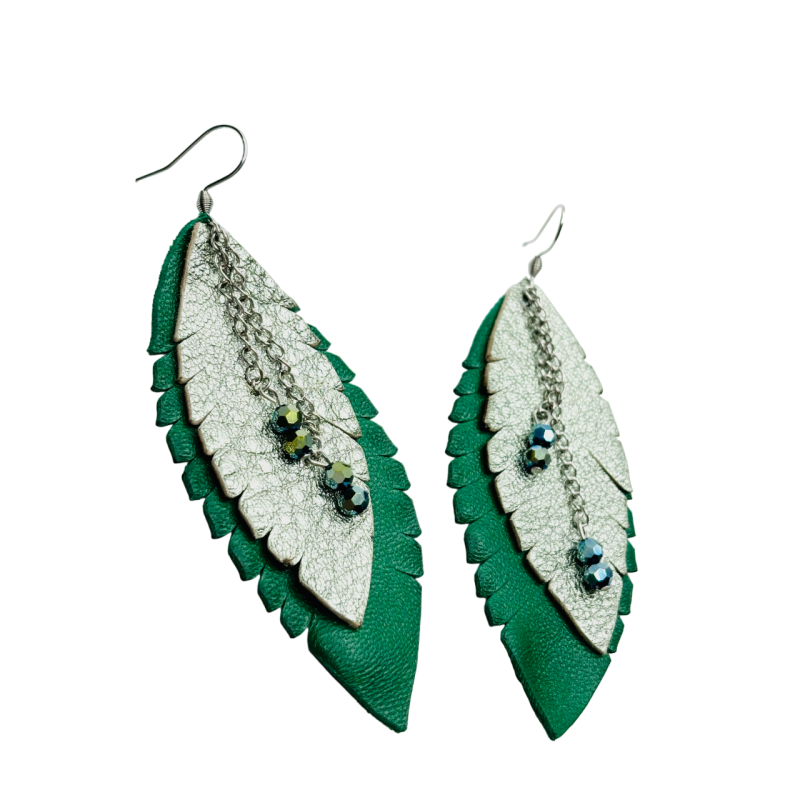 Cercei Handmade din Piele Naturala Frunza 08 – Cercei