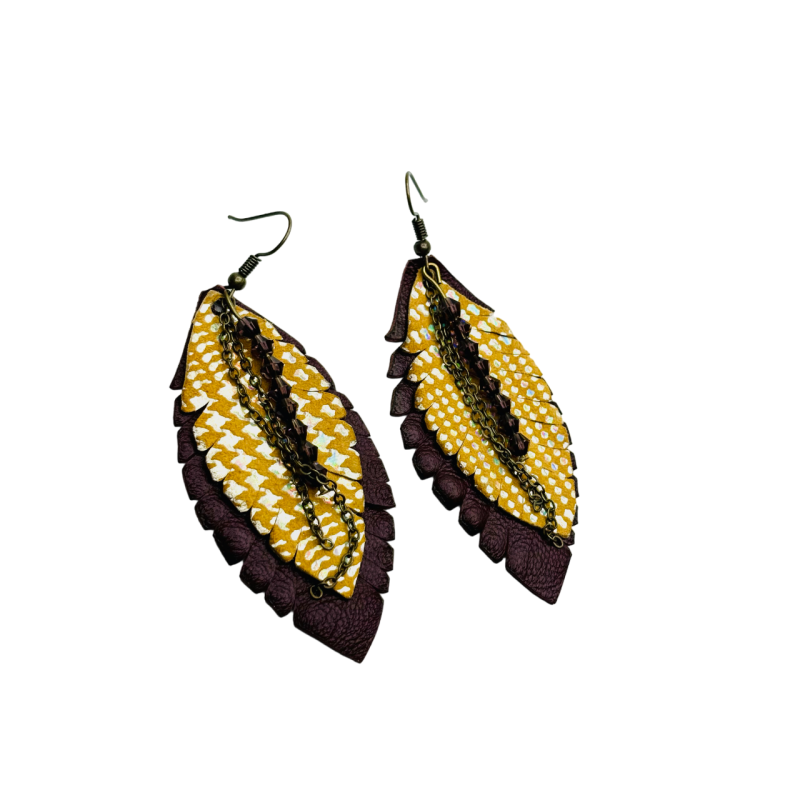 Cercei Handmade din Piele Naturala Frunza 09 – Cercei