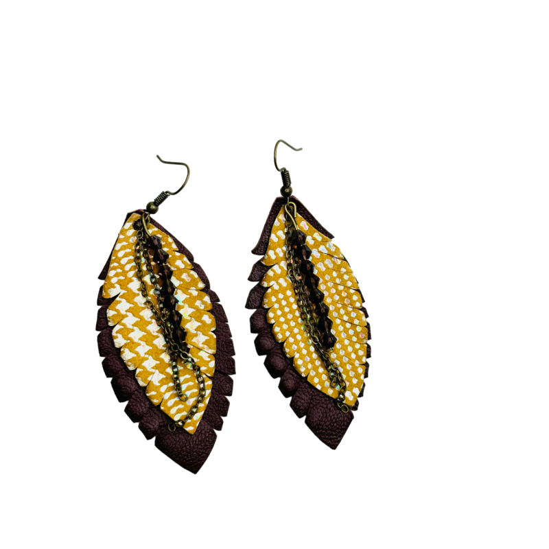 Cercei Handmade din Piele Naturala Frunza 09 – Cercei