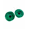 Cercei Handmade din Piele Naturala Verde Poppys - readytowear.ro