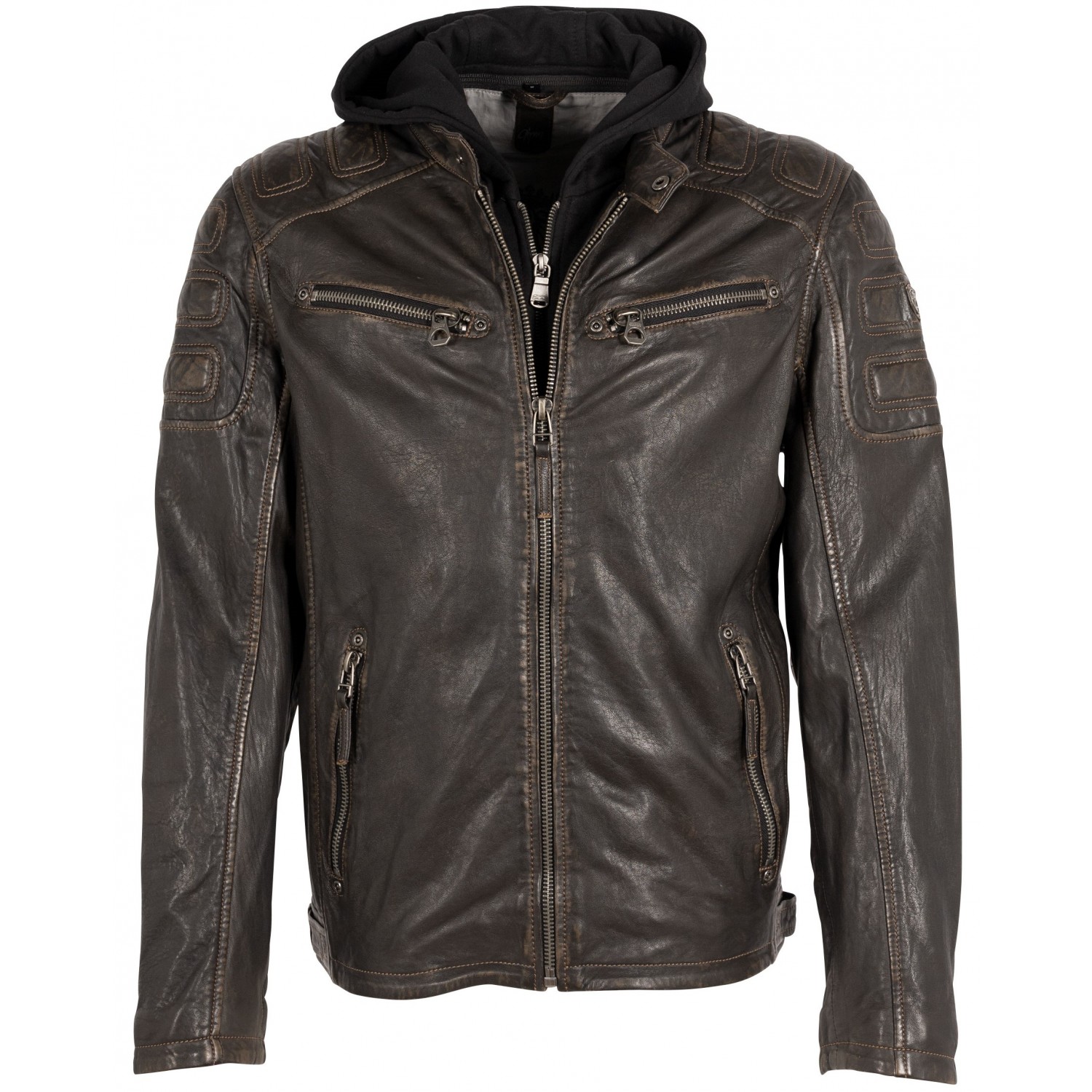 Geaca de Piele Barbati Gipsy Negru Antic GMRyan LVW – Black Friday