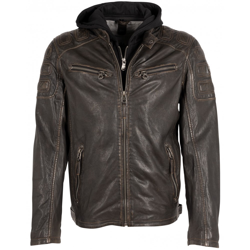 Geaca de Piele Barbati Gipsy Negru Antic GMRyan LVW Geaca de Piele Barbati Gipsy Negru Antic GMRyan LVW - readytowear