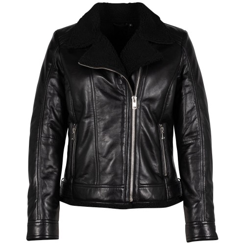 Geaca de Piele Dama 2.0 by Mauritius Neagra 2MWEmila