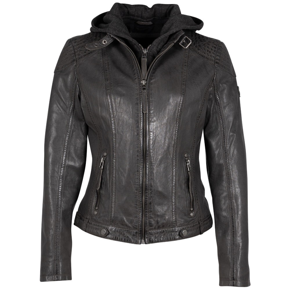 Geaca de Piele Dama Mauritius Antracit Cacey