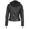 Geacă de Piele Damă Mauritius Cacey Antracit Regular Fit geaca de piele dama antracit Mauritius Cacey cu gluga detasabila model biker