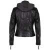 geaca de piele dama neagra Mauritius Cacey cu gluga detasabila model biker