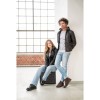 geaca de piele dama neagra Mauritius Cacey cu gluga detasabila model biker