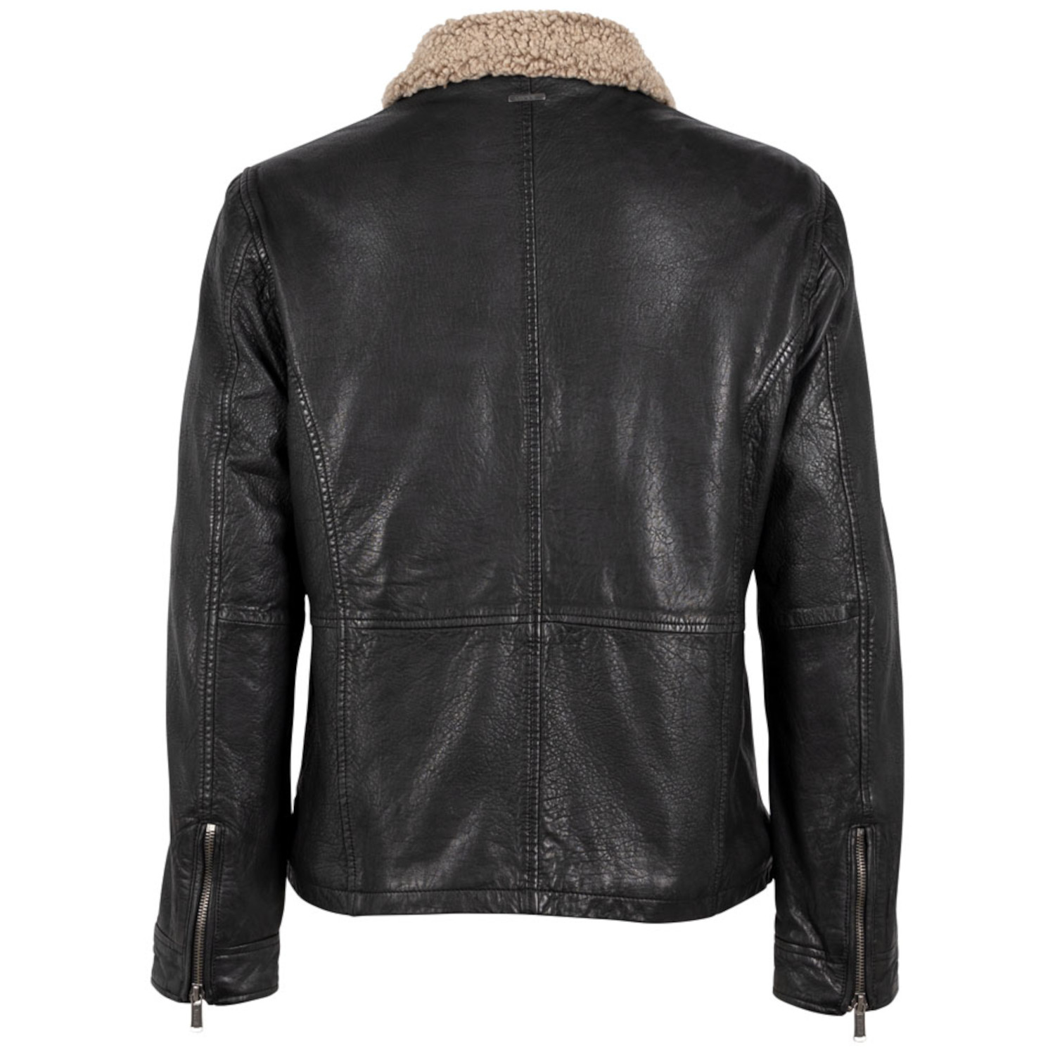 Geaca de Piele Barbati Deercraft Negru/Bej DMNelsan – Geci de Piele