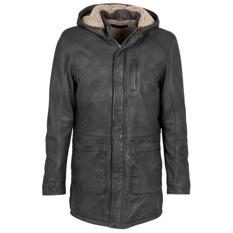 Geaca Lunga de Iarna Imblanita din Piele Barbati Deercraft Antracit DMYorin – Black Friday