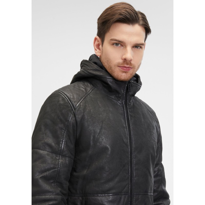 Geaca de Iarna din Piele Barbati 2.0 by Mauritius Neagra G2MAbito – Black Friday