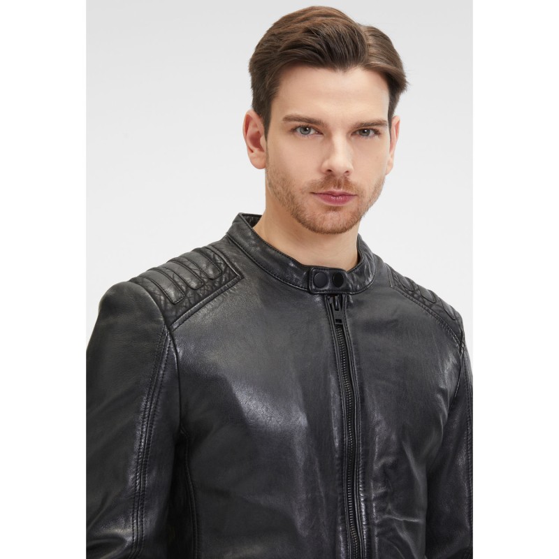 Geaca de Piele Barbati 2.0 by Mauritius Neagra G2MMagnu – Black Friday