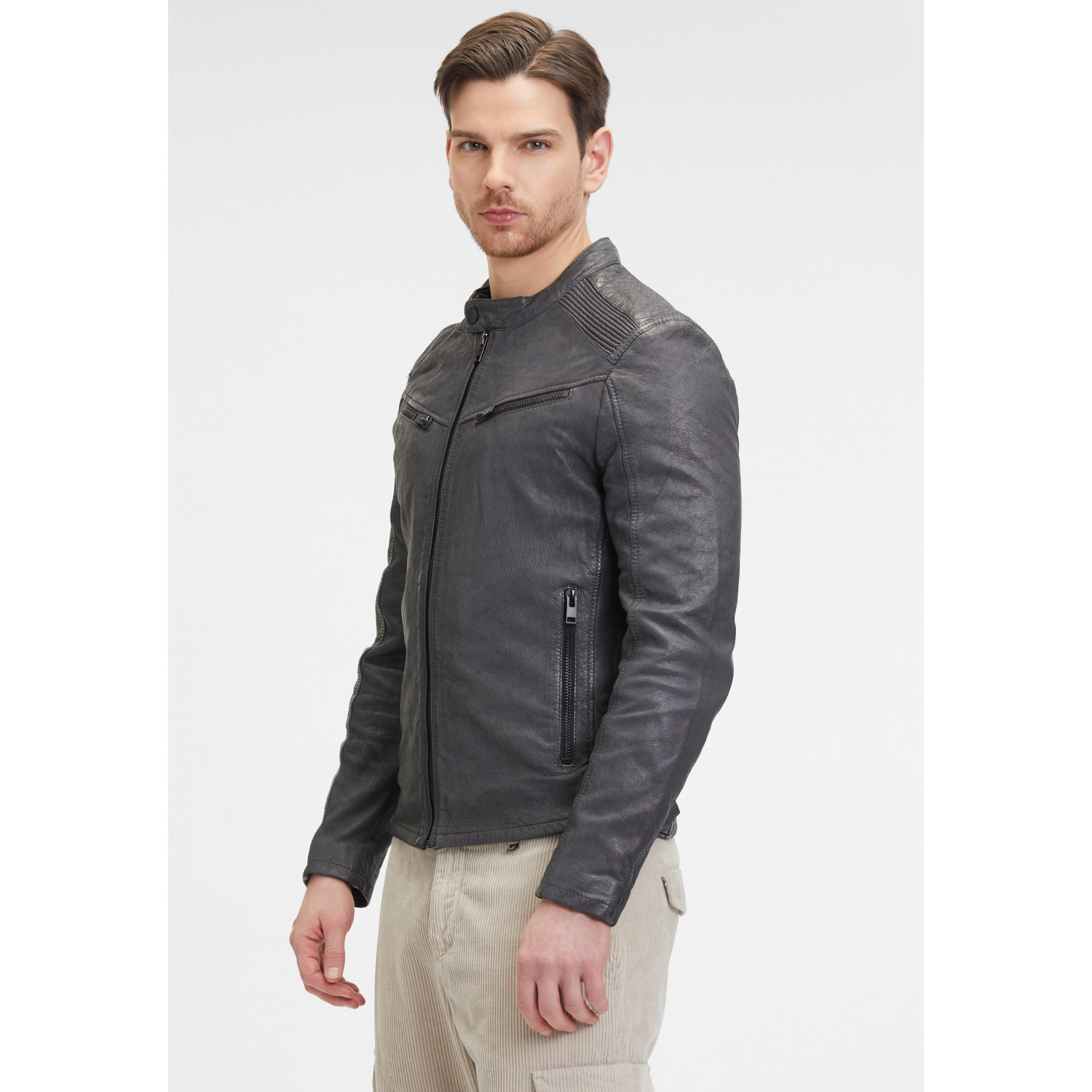 Geaca de Piele Barbati 2.0 by Mauritius Gri G2MNeiko – Geci de Piele