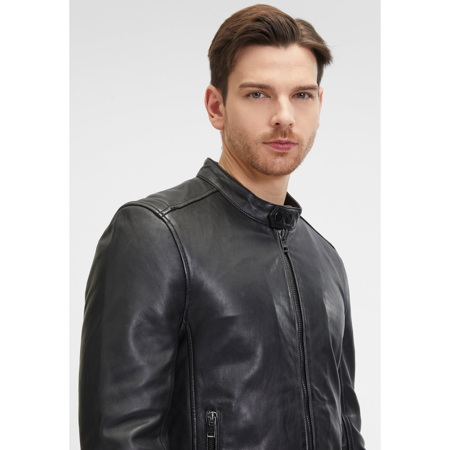 Geaca de Piele Barbati 2.0 by Mauritius Neagra G2MOccer – Black Friday