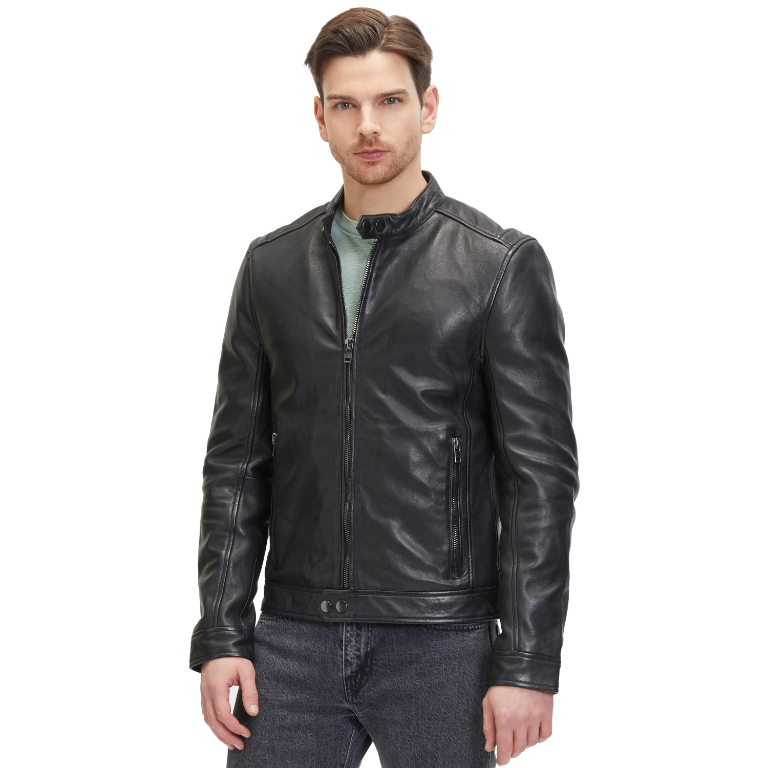 Geaca de Piele Barbati 2.0 by Mauritius Neagra G2MOccer – Black Friday