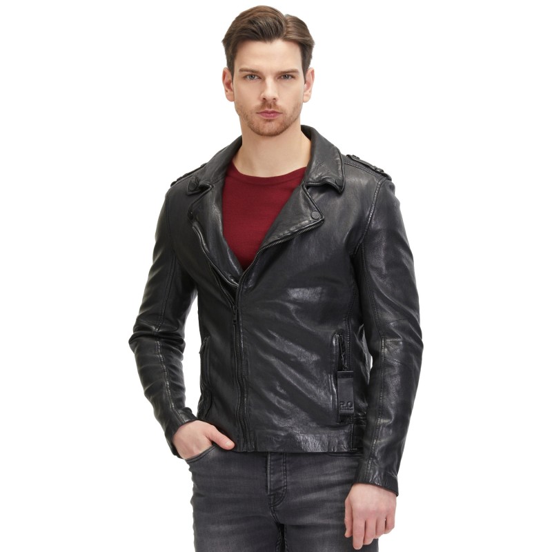 Geaca de Piele Barbati 2.0 by Mauritius Neagra G2MRotys – Black Friday