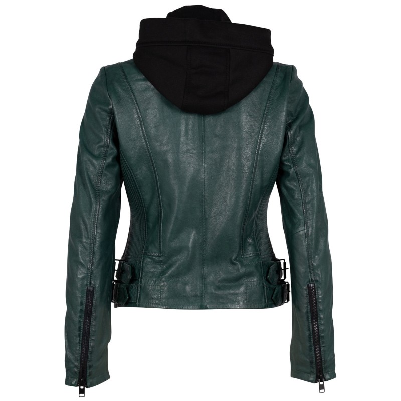 Geaca de Piele Dama 2.0 by Mauritius Verde Inchis G2WAlya – Black Friday