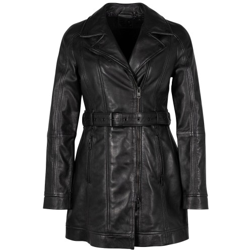 Geaca Lunga de Piele Dama 2.0 by Mauritius Neagra G2WDenya