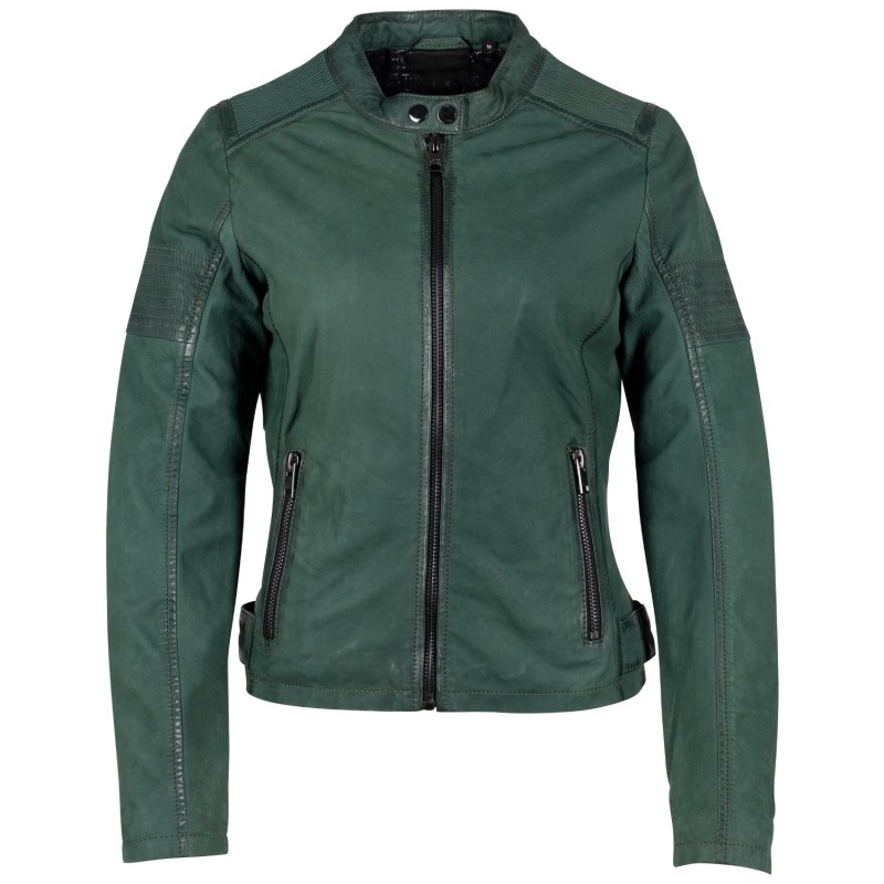 Geaca de Piele Dama 2.0 by Mauritius Verde Inchis G2WElya – Black Friday