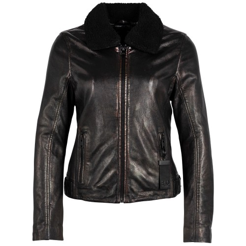 Geaca de Piele Dama 2.0 by Mauritius Neagra G2WKavita
