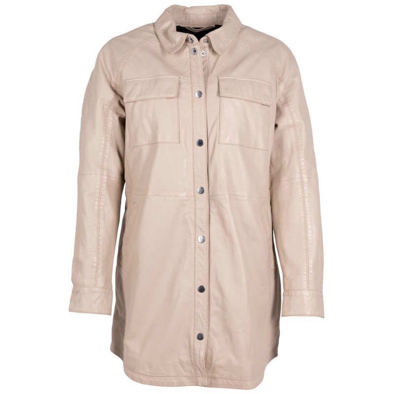 Camasa Lungă de Piele Dama 2.0 by Mauritius Alb Ivoriu G2WMarcy – Camasi din Piele