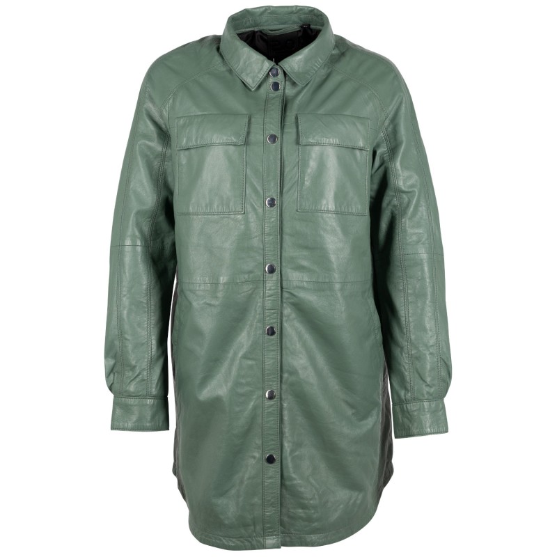 Camasa Lungă de Piele Dama 2.0 by Mauritius Verde Salvie G2WMarcy – Camasi din Piele