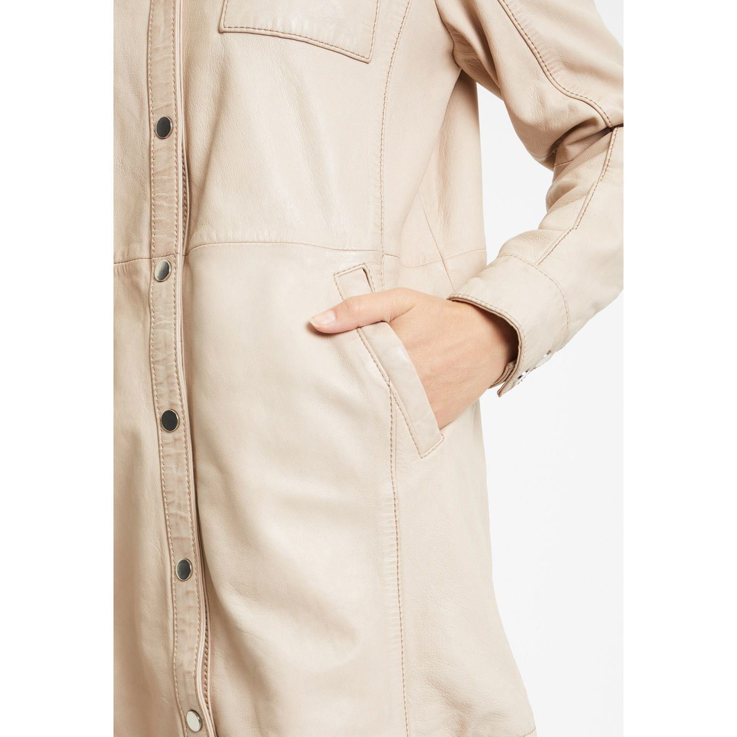 Camasa Lungă de Piele Dama 2.0 by Mauritius Bej Deschis G2WMiha – Camasi din Piele