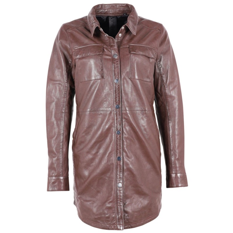 Camasa Lungă de Piele Dama 2.0 by Mauritius Maro Inchis G2WMiha – Camasi din Piele
