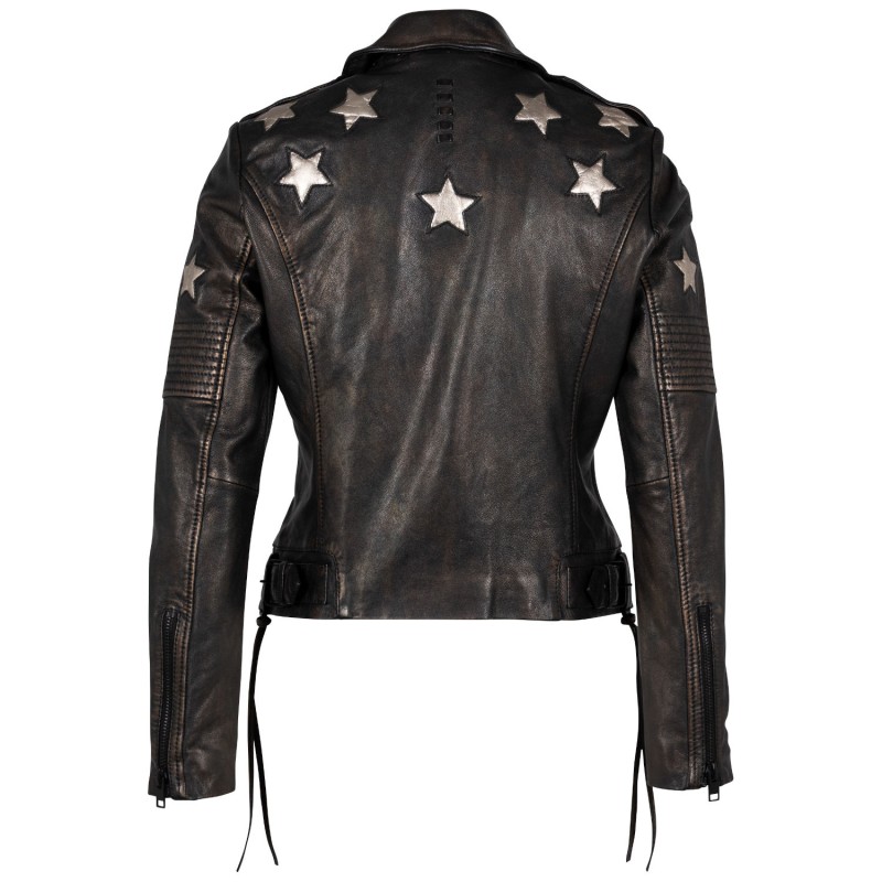 Geaca de Piele Dama 2.0 by Mauritius Negru/Auriu G2WWona – Geci de Piele