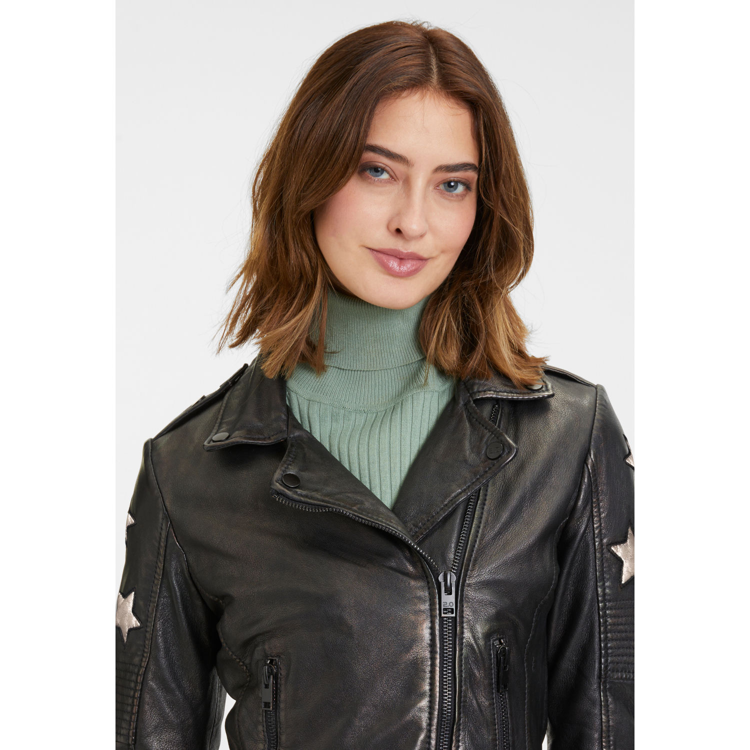 Geaca de Piele Dama 2.0 by Mauritius Negru/Auriu G2WWona – Geci de Piele